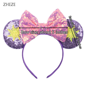 Vente flash, accessoires de <span class=keywords><strong>cheveux</strong></span> exquis pour cosplay de <span class=keywords><strong>Raiponce</strong></span> avec fleurs en strass, nœud brillant, style mignon, serre-tête oreilles de souris pour filles - Product Image 6