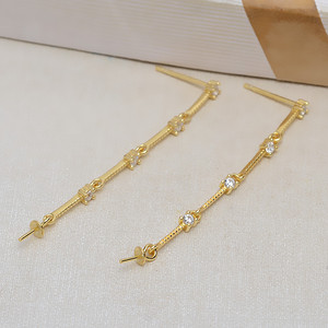 S925 Silver Long Tassel Ear <b>Hook</b> Three Chain O-Chain <b>Earrings</b> DIY Pearl Ear <b>Hook</b> Accessories Empty Jewelry Findings Components - Product Image 4