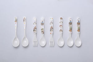 Cena della colazione scuola materna del tè del pomeriggio che serve per bambini articoli per bambini melamina colorata forchetta e cucchiaio Set di posate per bambini - Product Image 4