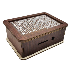 Tirelire en bois vintage pour objectifs d'épargne, défi 10000 USD CFA Euro, planificateur budgétaire, durable, cadeau pour adultes et adolescents, avec suivi - Product Image 1