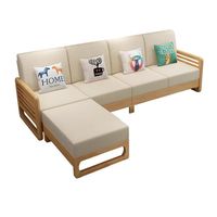 Sofá de Estilo Escandinavo de Madera Maciza con Tela, Tres Plazas, Desmontable, Estilo Japonés, Recto, para Masajes, Ideal para Espacios Pequeños