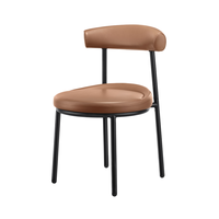 Ensemble de 2 chaises de salle à manger modernes en cuir marron avec pieds en métal et meubles nordiques en cuir PU pour restaurants vente en gros