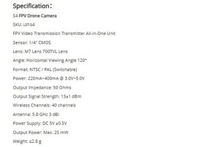 Transmetteur-récepteur vidéo VTX tout-en-un 700TVL 25mW 48CH 5.8GHz pour caméra FPV UAV industriel - Product Image 6