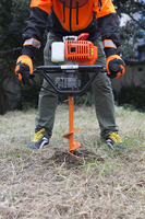 Tarière thermique 1,9 CV avec variété de forets au choix, homologuée CE, à double engrenage pour trous de poteaux