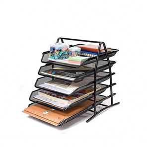 5-Tier Desktop Mesh Desk Organizer Stacking Document <b>Drawer</b> and Letter Holder Metal Wire <b>File</b> Rack <b>File</b> Trays - Product Image 1