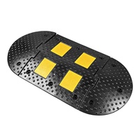 Pare-chocs de vitesse en caoutchouc de qualité professionnelle, 4 pieds, noir et jaune, surface réfléchissante antidérapante, contrôle de la vitesse pour la sécurité routière