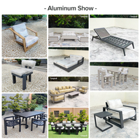 Ensembles de meubles de salle à manger d'extérieur modernes, structure en aluminium, table et chaises de jardin confortables pour cour, maisons et villas