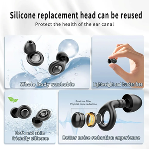 Bouchons d'oreilles en silicone réutilisables anti-bruit pour le sommeil, la protection auditive, les concerts et les voyages - Product Image 2