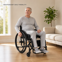 Fauteuil roulant manuel pliable en aluminium léger avec dossier souple flexible, classe II, portable pour la réadaptation à domicile et en milieu hospitalier