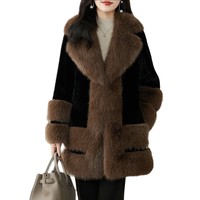 Manteau d'hiver transfrontalier pour femme, nouveau style européen, en fausse fourrure de vison et de renard, avec col long en fourrure, élégant, coupe ajustée, pour la maternité