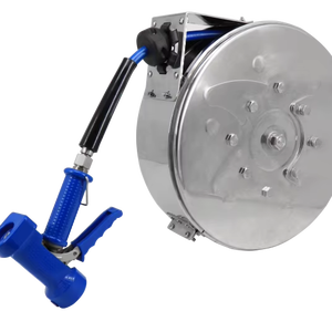 Enclosed Stainless Steel Retractable Hose Reel Modern High Pressure 10M/13M Metal Wall-<b>Mounted</b> High Flow Kitchen Sanitization - Product Image 2