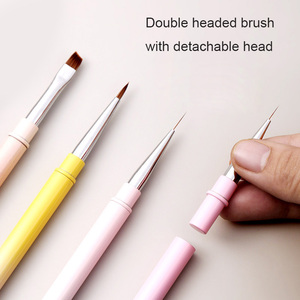 Pinceau à ongles double face en nylon, pointe plate, ronde, ovale, carrée, pour gel liner et détails, détachable, double embout - Product Image 2