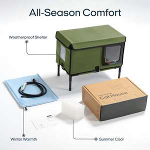 Chauffage pour chat de luxe imperméable pour l'extérieur, multifonctionnel, de haute qualité, avec couvercle amovible pour toutes les saisons - Product Image 6