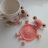 Sous-verre en crochet fait main, motif animal de dessin animé mignon, en laine, isolant thermique, pour la décoration de table à la maison