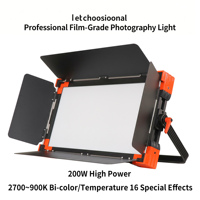 Panneau lumineux LED plat en métal 200W pour studio, enregistrement vidéo, diffusion en direct, photographie, rétroéclairage, température de couleur réglable