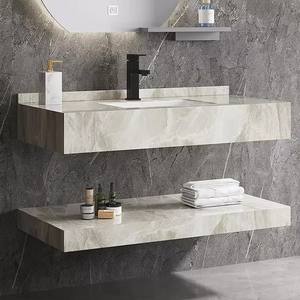 Современная настенная раковина из мрамора для ванной комнаты в отеле, прямоугольная, для мытья рук, с тумбой, для ванной комнаты - Product Image 2