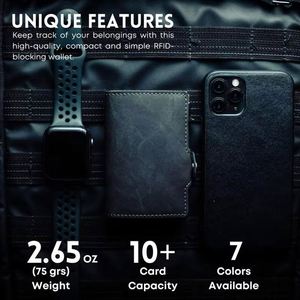 Siy193 Customized Logo <b>Leather</b> Credit Rfid Wallet Pop up Business Id Aluminum Name Card <b>Binder</b> Holder - Product Image 4