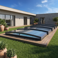 Cubierta Retráctil para Piscina de Hotel Residencial, Diseño Moderno y Ecológico, con Control Remoto, para Villas y Apartamentos