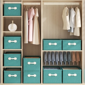 Fabric <b>Drawer</b>-style Storage Box Lid <b>Under</b>-<b>bed</b> Storage Box Multi-size Foldable Organizer Cotton Linen Clothes Modern Simple - Product Image 2