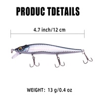 Ensemble de leurres de pêche Vivid Minnow, appâts durs réalistes à coulée lente avec hameçons triples affûtés pour la pêche au bar, au brochet et à la perche