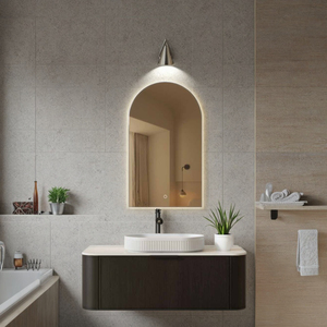Tocadores de baño modernos de 48 pulgadas para el mercado australiano con lavabo estriado MDF sin silicona redondeada y carcasa de tablero de melamina - Product Image 1