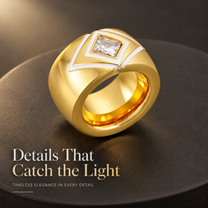 Trendy Geometric Angular Wide Band <b>Ring</b> Two Color Enamel Inlaid Square CZ <b>Stainless</b> <b>Steel</b> Hip Hop <b>Men</b> Finger <b>Ring</b> - Product Image 4