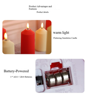 Bougies LED en forme de pilier cannelées à effet flamme vacillante, télécommandées et à intensité variable, sans flamme, pour la décoration de la maison et de mariages