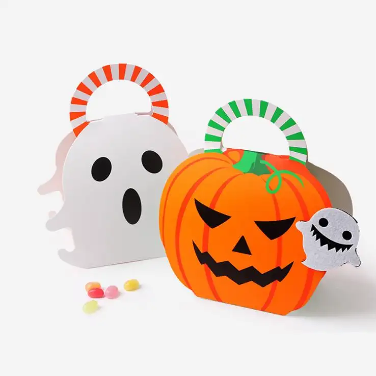 Cute Pumpkin Ghost Design Box Halloween Candy Box embalagem criativa pequena caixa de presente