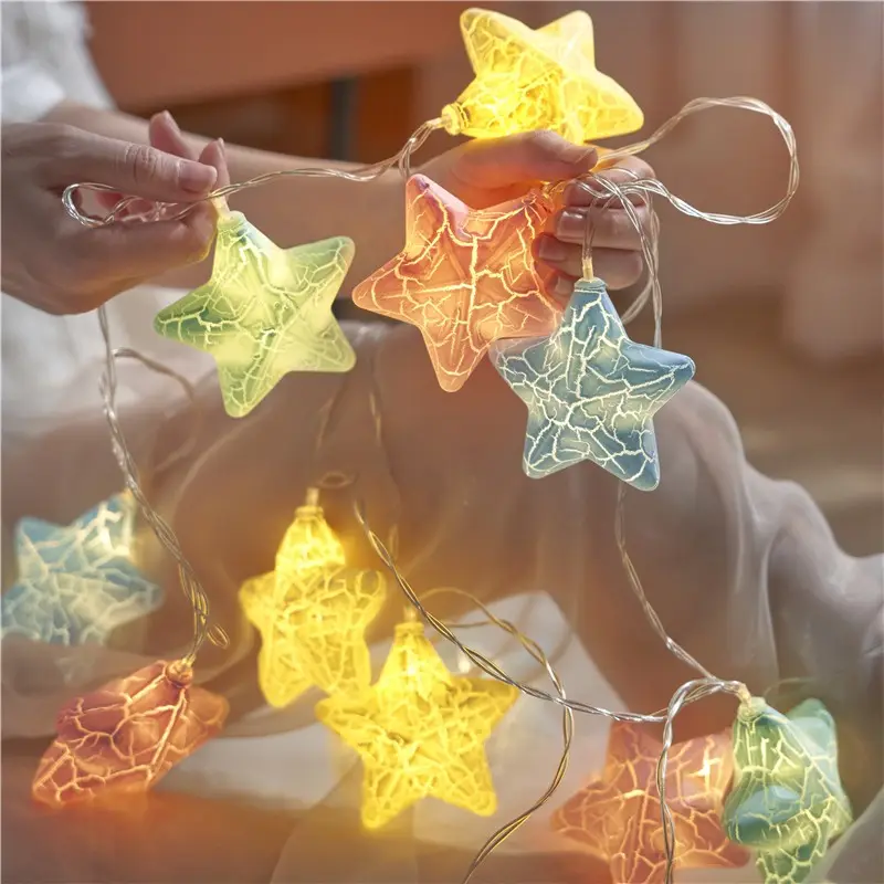 9.84 FT/20 LED Window Party Wedding Holiday Festival Decoration Star String Lights Crack Star Fairy Lights