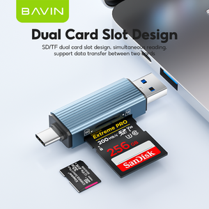 BAVIN OTG50 Custom Portable Mini <strong>TF</strong> SD <strong>Card</strong> <strong>Reader</strong> Type c <strong>Usb</strong> 2 in 1 Memory Sd <strong>Tf</strong> <strong>Card</strong> <strong>Reader</strong> Adapter - Product Image 3