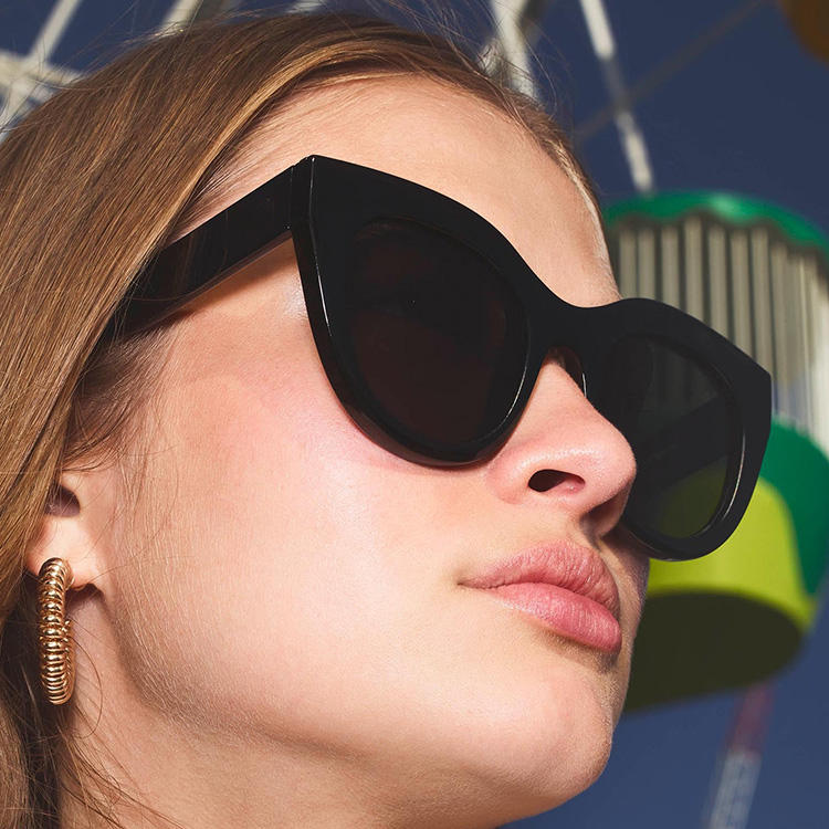 Polarized Sunglasses Oversized Black Cat Eye Sunglasses Big Cat