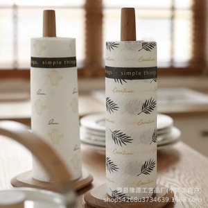 Porte-serviettes en papier en bois massif, support circulaire vertical pour rouleaux de cuisine, support de rangement absorbant l'huile pour usage domestique - Product Image 1