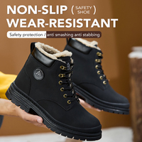 Chaussures de sécurité OEM légères et respirantes, mi-montantes, avec embout en acier, anti-écrasement, pour l'usine, en daim, toile et fourrure, unisexe, pour l'hiver