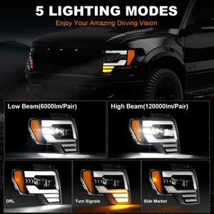 Proiettore a LED per fari 2008 F-150 <span class=keywords><strong>Ford</strong></span> F150 2014 DRL Upgrade faro faro luce tornante sequenziale gruppo lampada - Product Image 2