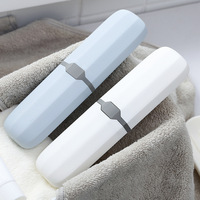 Étui à brosse à dents portable créatif pour la maison, boîte de voyage, porte-couverts, trousse à crayons, gris foncé/blanc/bleu clair, organiseur de dentifrice