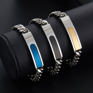 Custom 316l Stainless Steel <b>Men</b> Bracelet Engrave 14k 18k Gold Plated Fashion Chain Link Bracelets <b>for</b> <b>Men</b> - Product Image 3