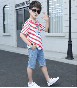 Vente en gros de vêtements pour enfants, nouveaux modèles, ensembles de vêtements pour enfants, t-shirt rayé et pantalon pour enfants - Product Image 4