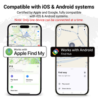 Carte de suivi intelligente et fine pour portefeuille, certifiée MFi, système double IP68, compatible avec Find My et Google Find Hub, pour localisateur de dispositifs