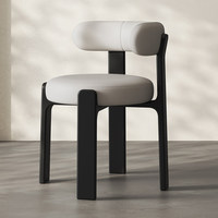 Chaise de salle à manger MULIGNA, style nordique moderne et luxueux, en bois, avec assise rembourrée, pour salle à manger, hôtel, cuir beige, design unique