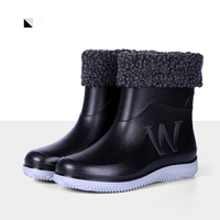 Bottes de Pluie de Travail Homme en PVC à Semelle Épaisse pour Cuisine, Chaussures Imperméables Montantes en Caoutchouc, Chaudes, Vente en Gros