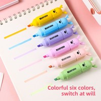 Surligneurs miniatures pour enfants à tête inclinée, 6 couleurs, portables, motif dessin animé, en forme de pilule