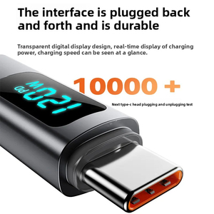Nouveau câble USB-C 120 W avec affichage de données, charge rapide, câble de téléphone télescopique à ressort, câbles d'alimentation PD tressés - Product Image 6