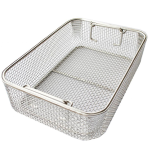Crimped <strong>Wire</strong> Mesh Storage <strong>Basket</strong> with Tilted Handles - Product Image 3