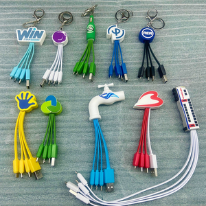 Promo Quà Tặng biểu tượng tùy chỉnh Keychain Sạc dây đa cổng điện thoại 3 trong 1 <span class=keywords><strong>USB</strong></span> sạc cáp - Product Image 5
