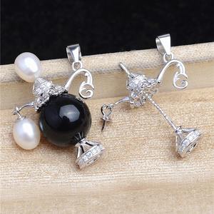 Pendentif en argent S925 en forme de perle baroque, 3 perles avec trou traversant, support vide, 5586 Alara, pendentif de lampe, composants de bijoux - Product Image 1