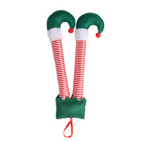 Pendentifs de Noël pour voiture en forme de jambes d'elfe du Père Noël, en tissu OLIVER, vente en gros, fournitures de fêtes