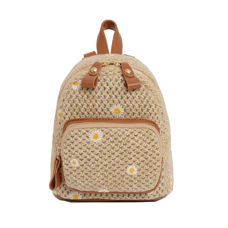 Zaino Vintage Hippie Colorato In Lino Con Ciondoli E Ricami - Donna