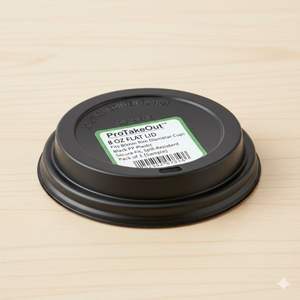 แก้วกระดาษ ProTakeOut [8 ออนซ์] ฝาปิดแบบแบน ขอบ 80 มม. เส้นผ่านศูนย์กลาง 3.15 นิ้ว สีดำ พลาสติก PP แพ็ค 1000 ใบ (100/10) ปิดสนิท ป้องกันการหก - Product Image 5