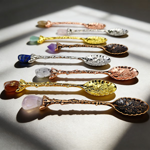 Cuchara de Cristal Natural al por Mayor, Cuchara de Metal Tallada Vintage para Altar de Brujería, Postre, Café y Mezclas - Product Image 5