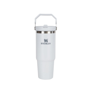 Mug de voyage isotherme 30oz en acier inoxydable mat avec paille rabattable et poignée - Product Image 4
